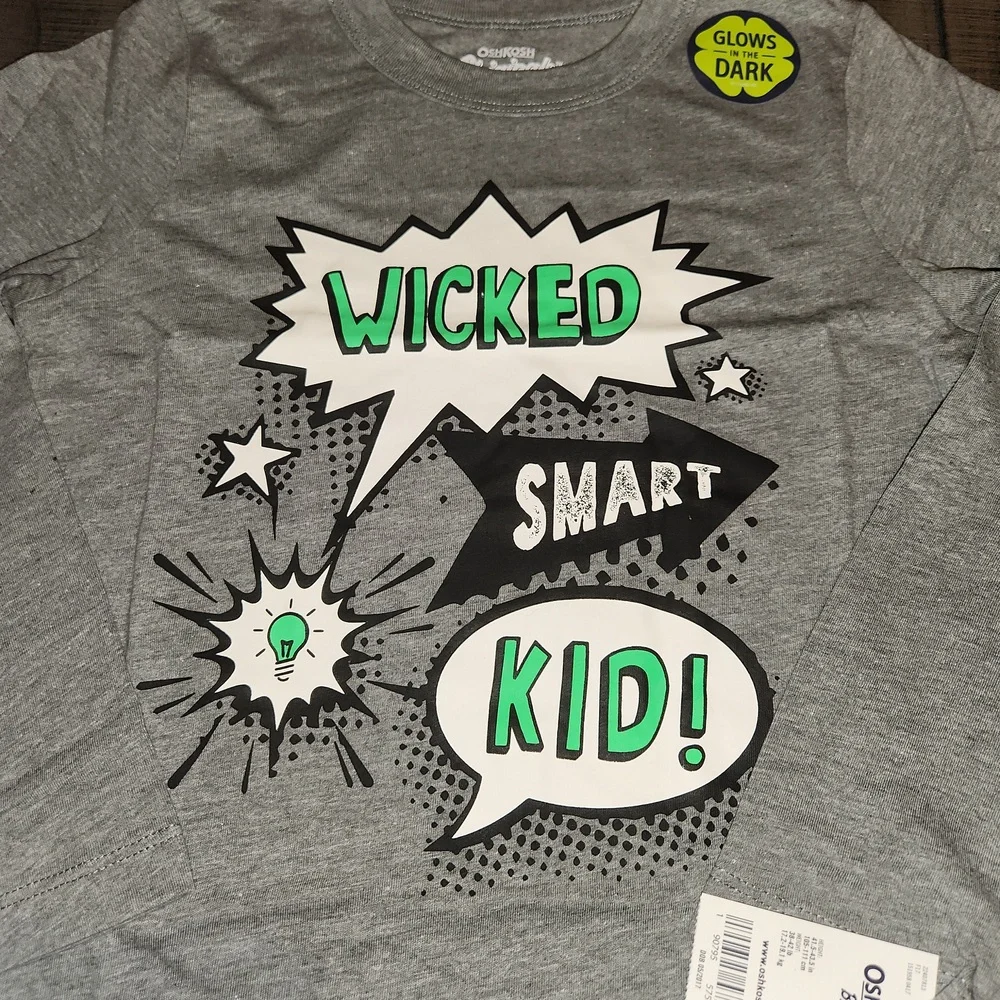 NWT Oshkosh B'Gosh Glow-in-the-Dark Gray Kids Shirt